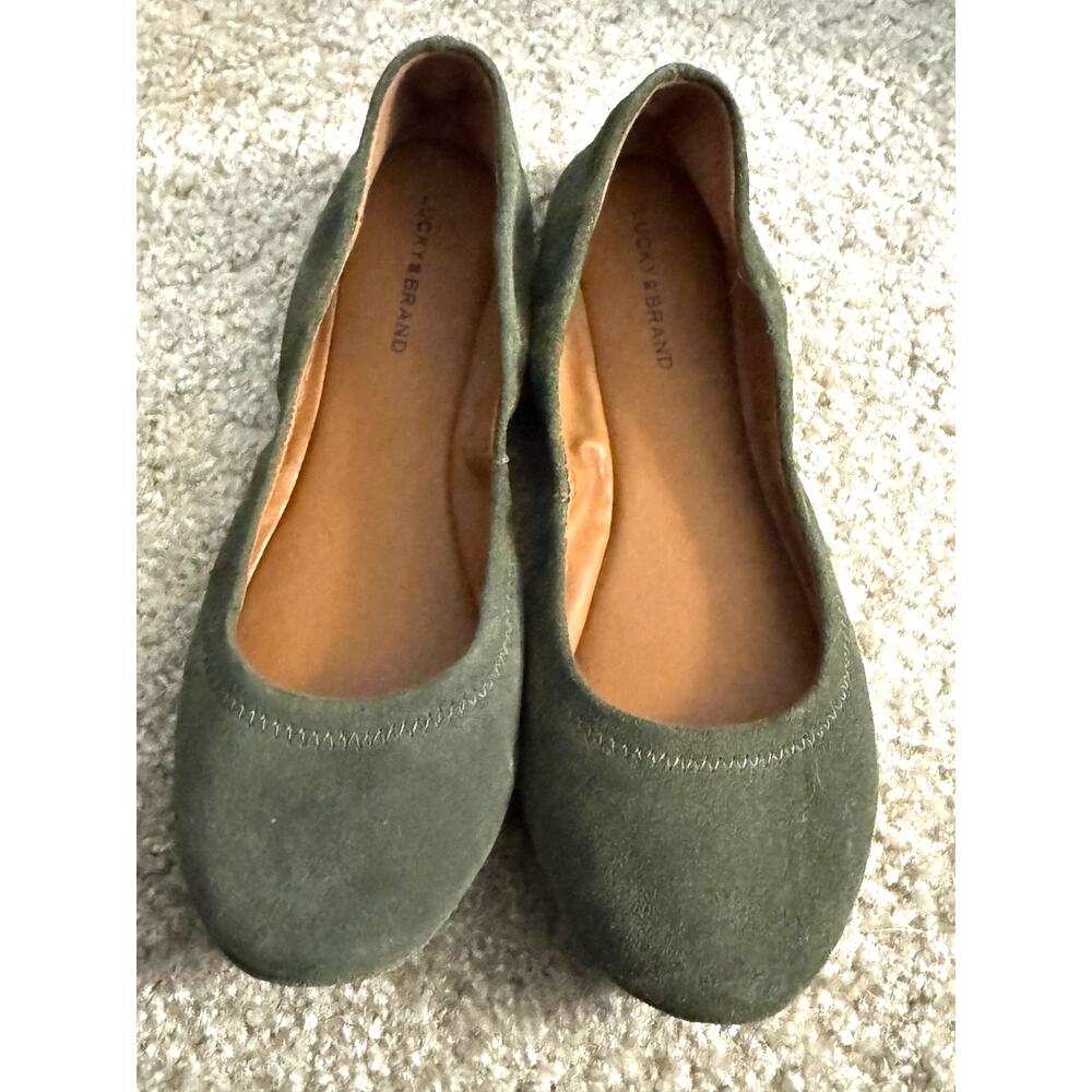 Lucky Brand - Olive Green Suede Ballet Flats - Size 7.5
